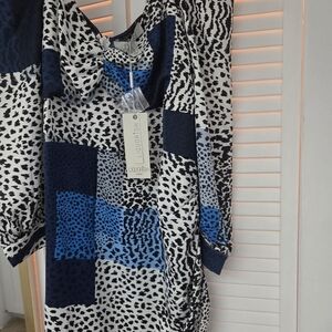 Blue and Black Patterned Mini Dress